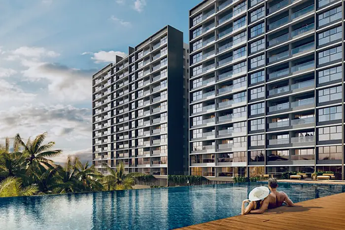 Swimming pool and deck at Blue Ridge Hinjewadi