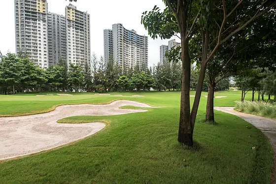 Bunker and fairway on the Blue Ridge township golf course